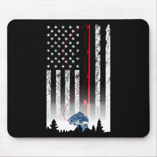 American Flag Fishing Rod Usa Patriotic Lover Mouse Pad