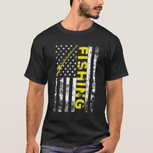 American Flag Fishing Rod Usa Patriotic T-Shirt