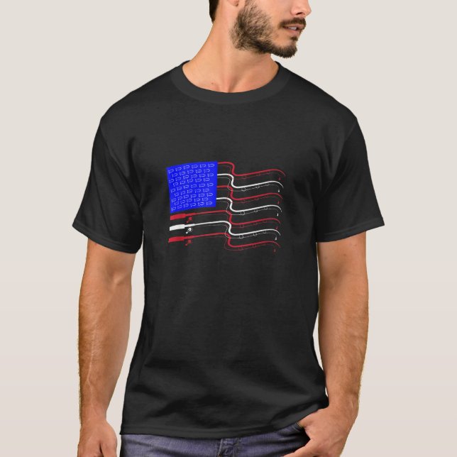 American Flag   Fishing Rods  Cool Usa Tee (Front)
