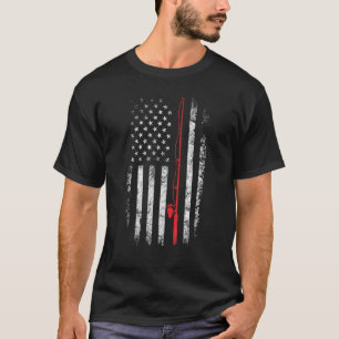 American Flag Fishing Rods Patriotic Fisherman Fat T-Shirt