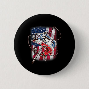 American Flag Fishing Shirt Vintage Usa B Fisherma 6 Cm Round Badge