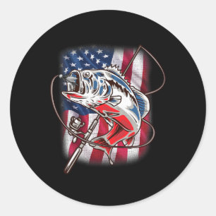 American Flag Fishing Shirt Vintage Usa B Fisherma Classic Round Sticker