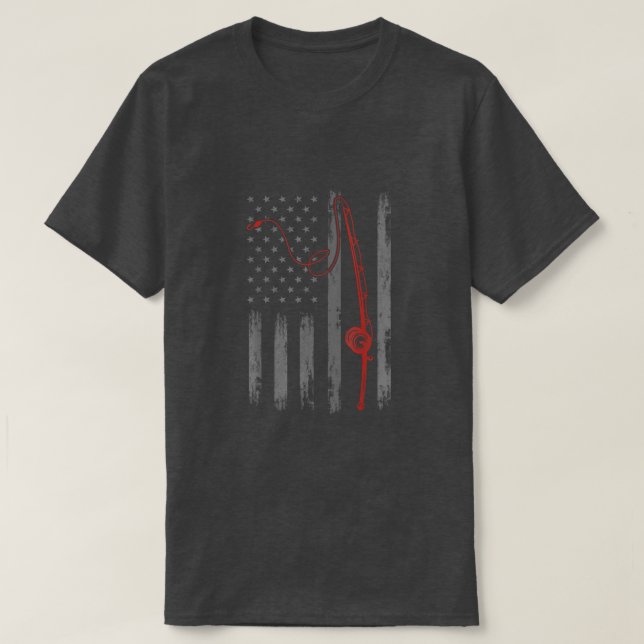 American Flag Fishing T shirts For Men Patriotic 4 (Design Front)