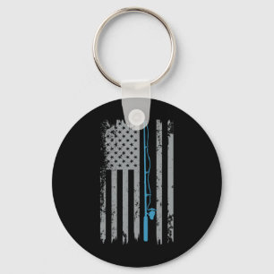 American Flag Fishing Vintage Fisherman Key Ring