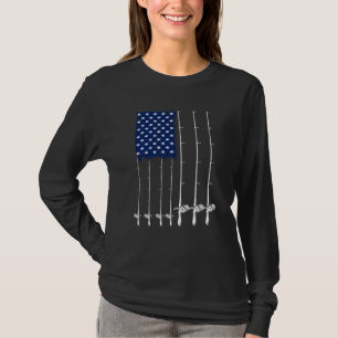 American Flag Fishing Vintage Usa Bass Fisherman T-Shirt