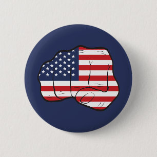American Flag Fist 6 Cm Round Badge