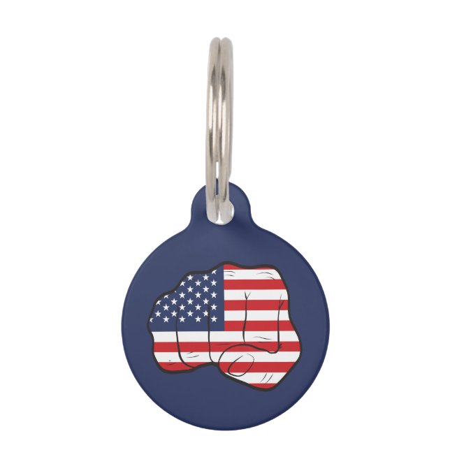 American Flag Fist Pet Tag (Front)