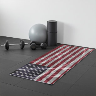 American Flag Flapping Red, White and Starry Blue Yoga Mat