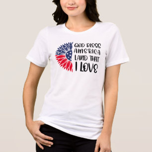  American Flag Flower with Heartfelt Blessing Tri-Blend Shirt