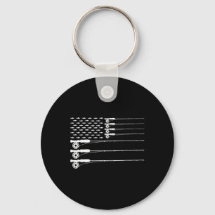 American Flag Fly Fishing Rod Trout Patriot Men T Key Ring