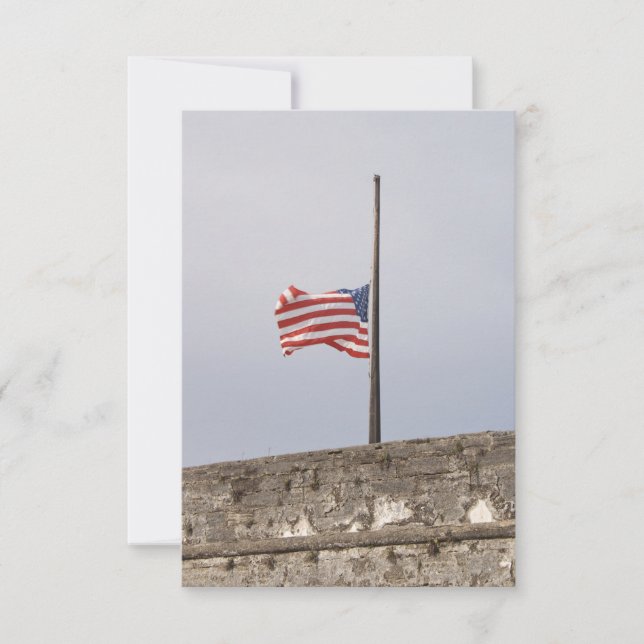 American Flag Flying at Half Mast Card (Front)