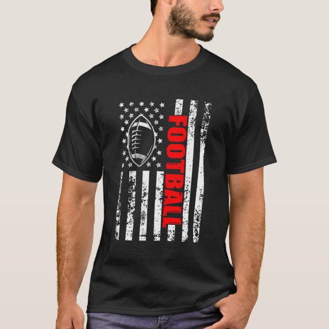 American Flag Football Patriotic Football T-Shirt (Front)