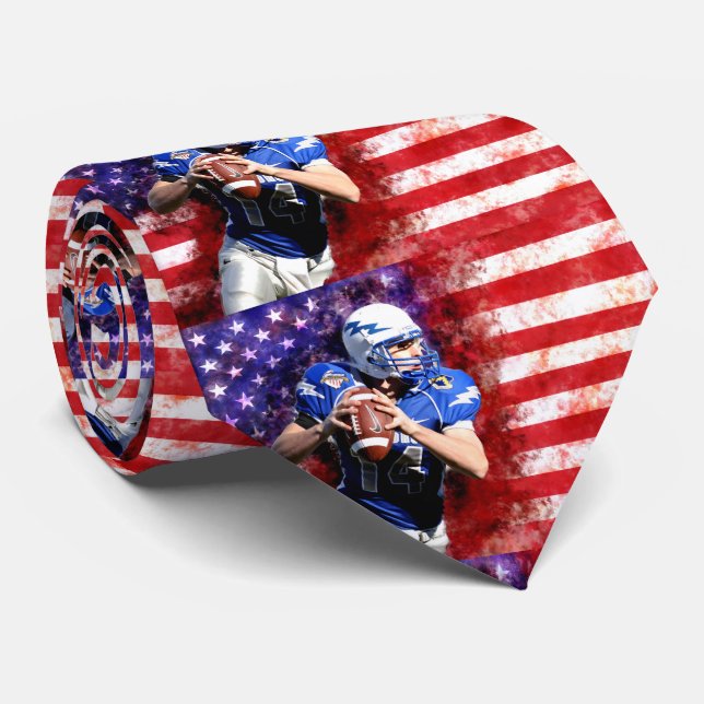 American Flag Football Patriotic Neck Tie (Rolled)