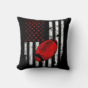 American Flag Football USA Patriotic Sport Lover C Cushion