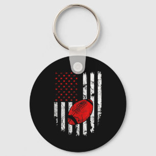 American Flag Football USA Patriotic Sport Lover C Key Ring
