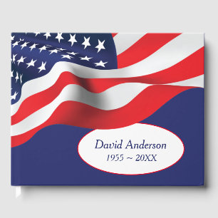 American Flag for Veteran Funeral Guest Book