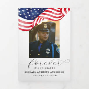 American Flag Forever inOur Hearts Funeral Trifold