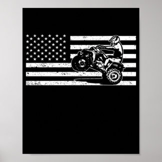 American Flag Four Wheeler Quad Men ATV Riding Poster