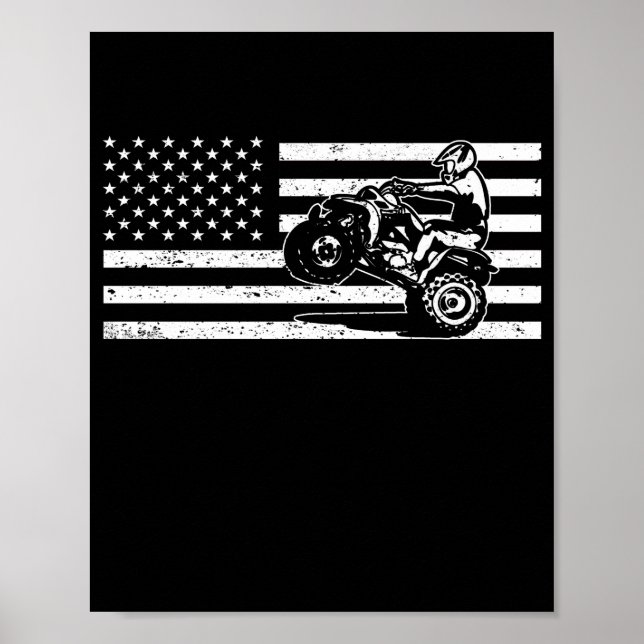 American Flag Four Wheeler Quad Men ATV Riding Poster (Front)