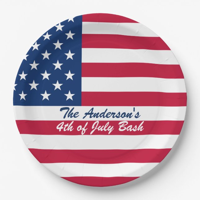 American Flag Fourth of July Paper Plates (Front)