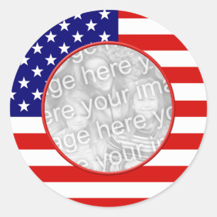 American Flag Frame Classic Round Sticker