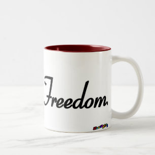 American Flag - Freedom! - distressed Two-Tone Coffee Mug