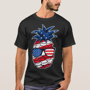American Flag Fruit Tropical Juice Patriotic Pinea T-Shirt