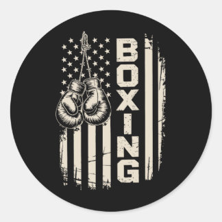 American Flag Funny Boxing Fighter Gym Gloves For  Classic Round Sticker