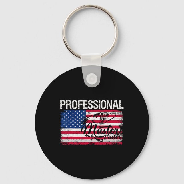 American Flag Funny Fishing Retro Professional Mas Key Ring (Front)