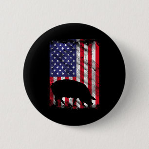 American Flag G Vintage Farm Animal Patriotic Farm 6 Cm Round Badge