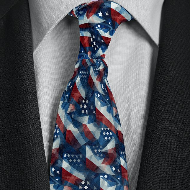American Flag Geometric Abstract Tie (Creator Uploaded)