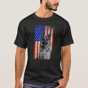 American Flag German Shepherd Dog Dad Mum Puppy Pa T-Shirt