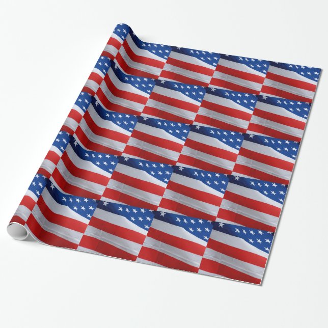 American flag, gift wrap. wrapping paper (Unrolled)