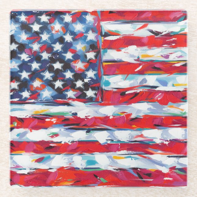 American Flag Glass Coaster (Front)