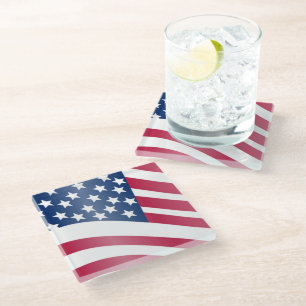 AMERICAN FLAG GLASS COASTER
