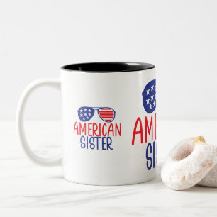 American Flag Glasses Sister Two-Tone Coffee Mug