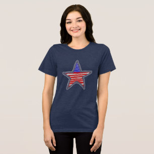 American Flag glitter star Tri-Blend Shirt