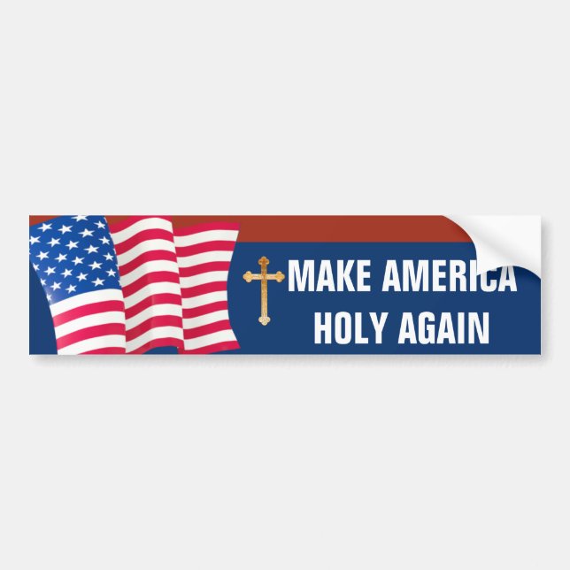 American Flag Gold Cross Bumper Sticker (Front)