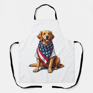 American Flag Golden Retriever Engraved Dog Lover  Apron