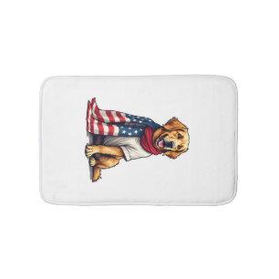 American Flag Golden Retriever Engraved Dog Lover  Bath Mat