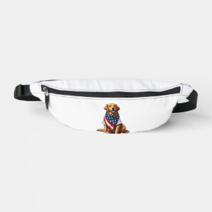 American Flag Golden Retriever Engraved Dog Lover  Bum Bags