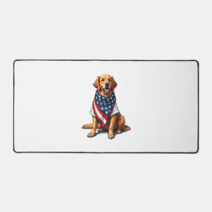 American Flag Golden Retriever Engraved Dog Lover  Desk Mat