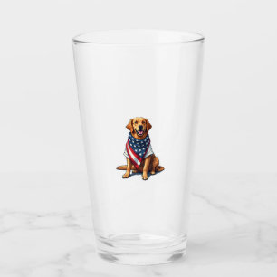 American Flag Golden Retriever Engraved Dog Lover  Glass