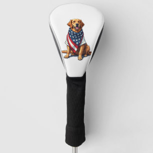 American Flag Golden Retriever Engraved Dog Lover  Golf Head Cover