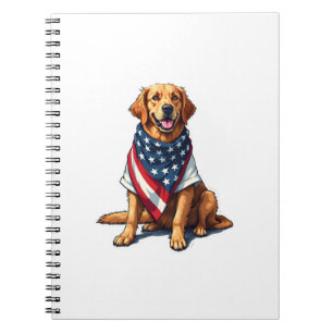 American Flag Golden Retriever Engraved Dog Lover Notebook