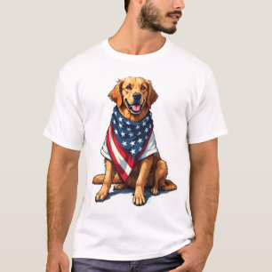 American Flag Golden Retriever Engraved Dog Lover  T-Shirt