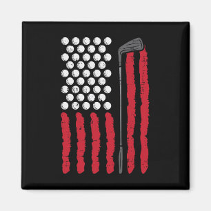 American Flag Golf And Club Vintage Golfing Golfer Magnet