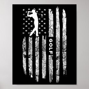 American Flag Golf Clothing - Golfer Vintage Golf Poster