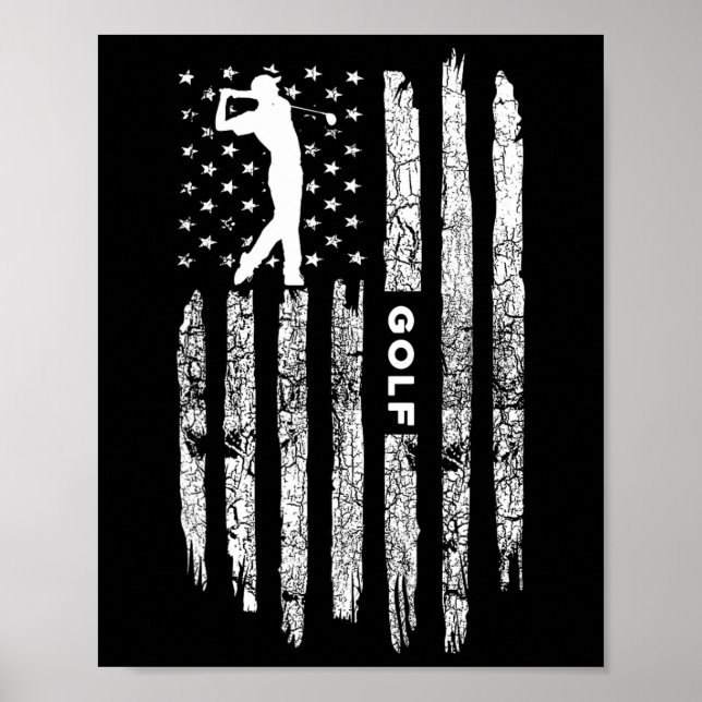 American Flag Golf Clothing - Golfer Vintage Golf  Poster (Front)