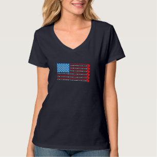 American Flag Golf Clubs Balls and Sports T-Shirt